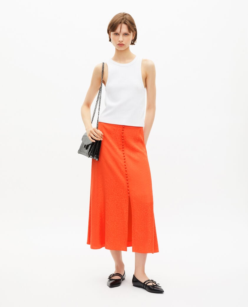 The Kooples FEMME ORANGE RED jupe longue en jacquard orange