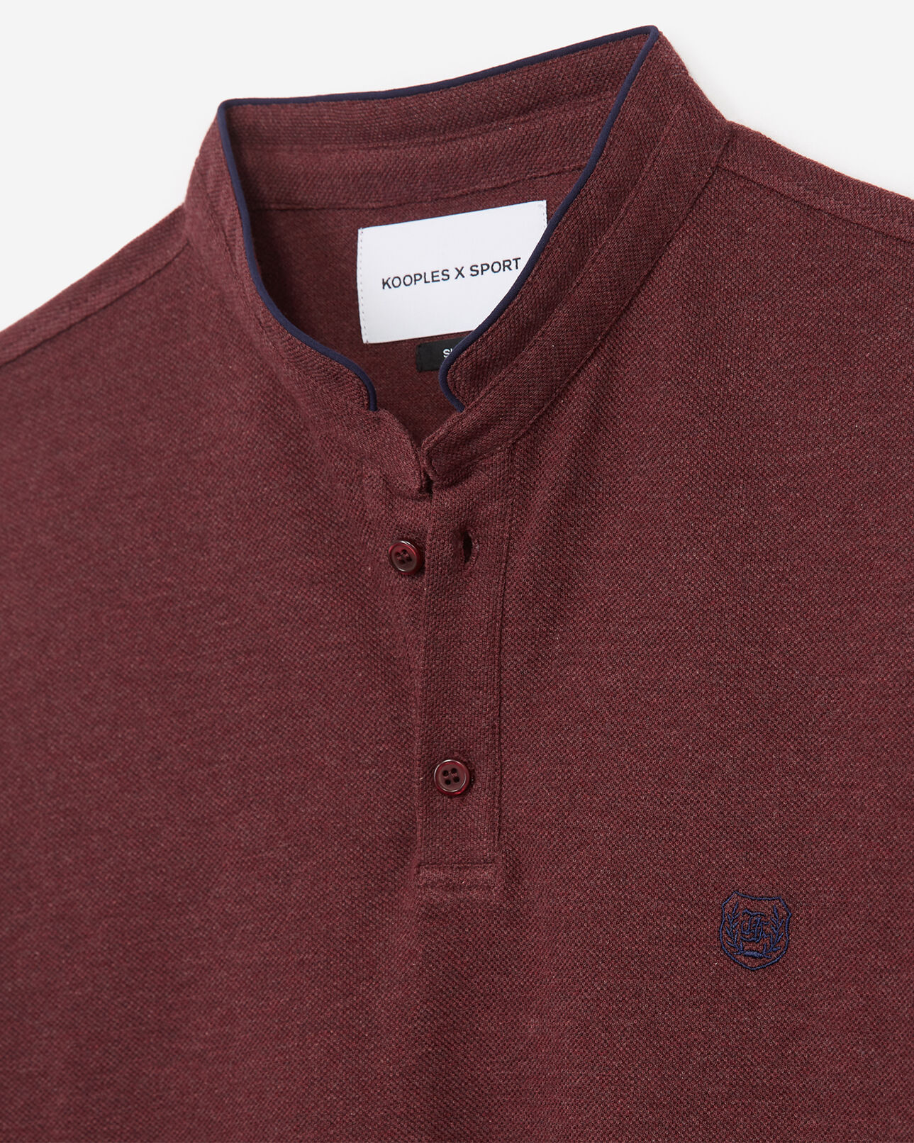 The Kooples H BURGUNDY MEL / NIGHT BLUE slim-fit burgundy polo officer collar+slits