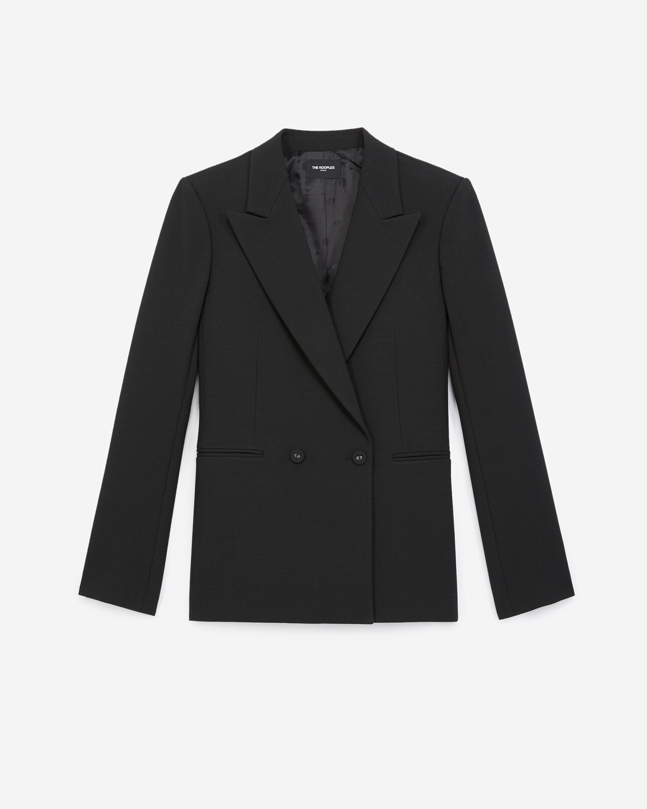 The Kooples WOMEN BLACK double-breasted black suit jacket w/pockets