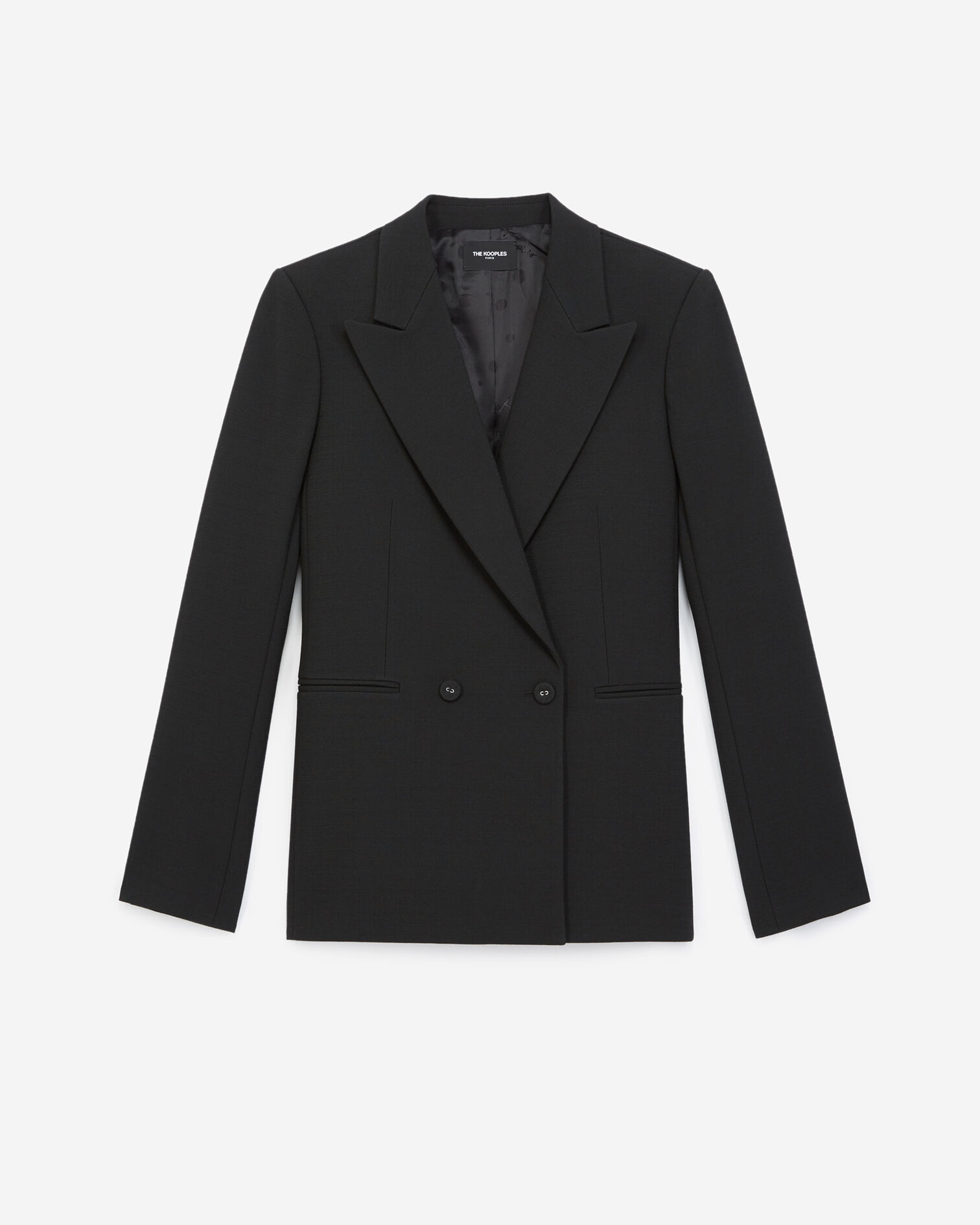 Double-breasted black suit jacket w/pockets, BLACK, hi-res image number null