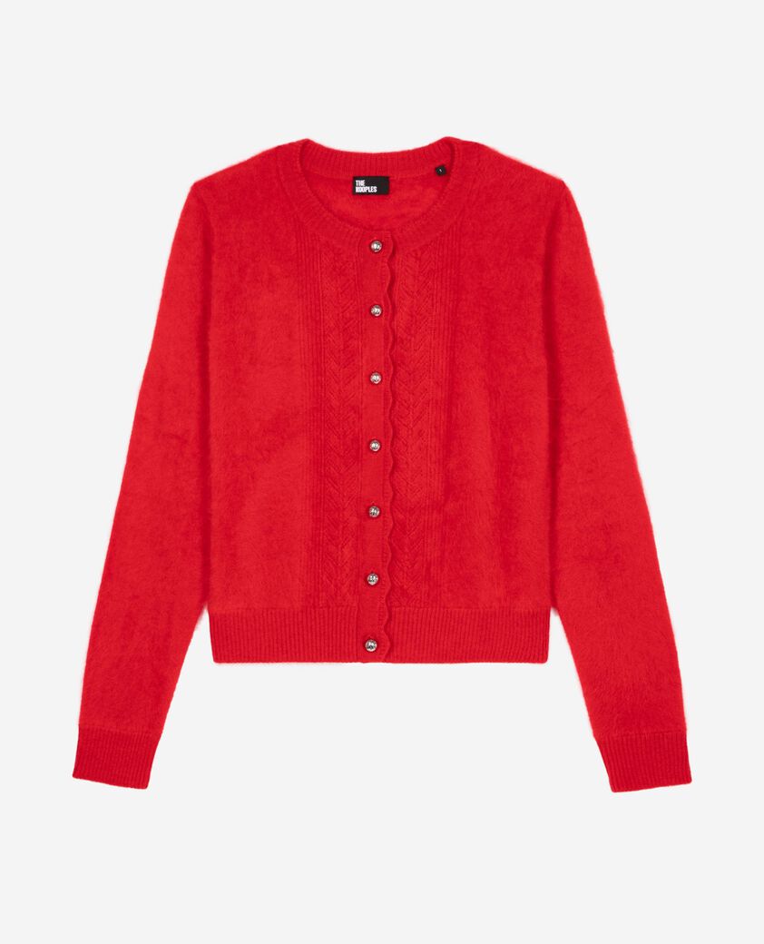 The Kooples DAMEN TANGO RED rote strickjacke aus kaschmir