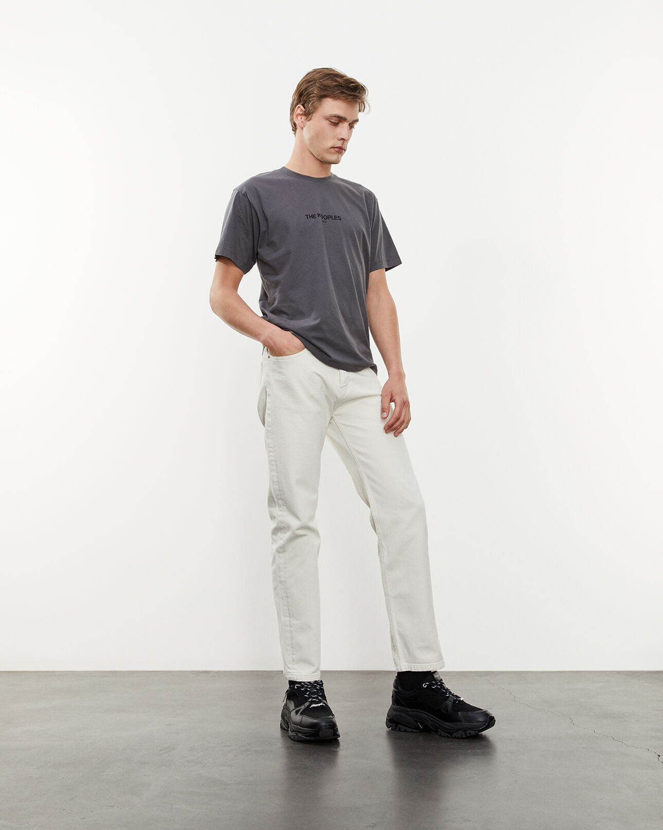 The Kooples HERREN ANTHRACITE baumwoll-t-shirt anthrazitgrau logo