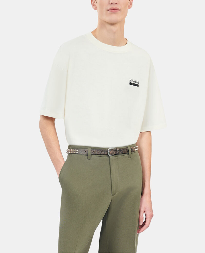 The Kooples MEN BROWN thin brown leather belt with spikes