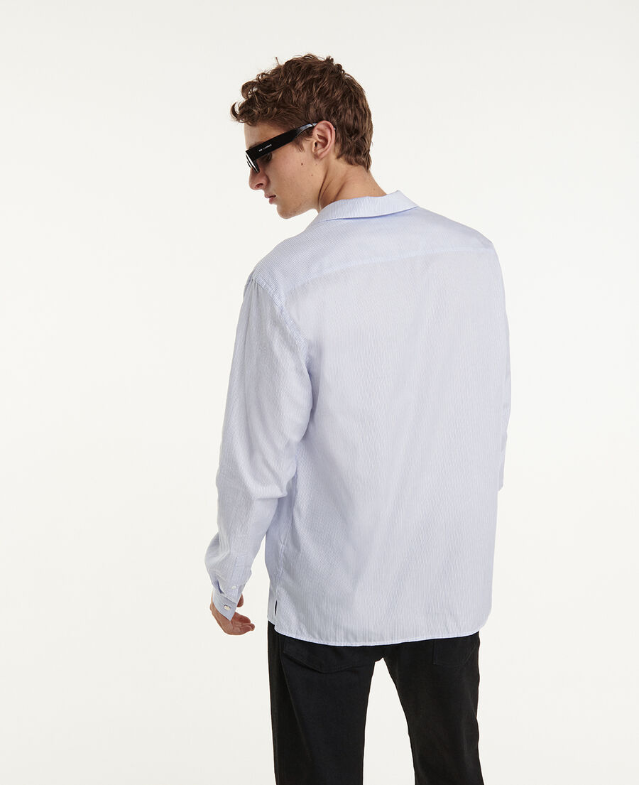 chemise coton bleue et blanche rayée