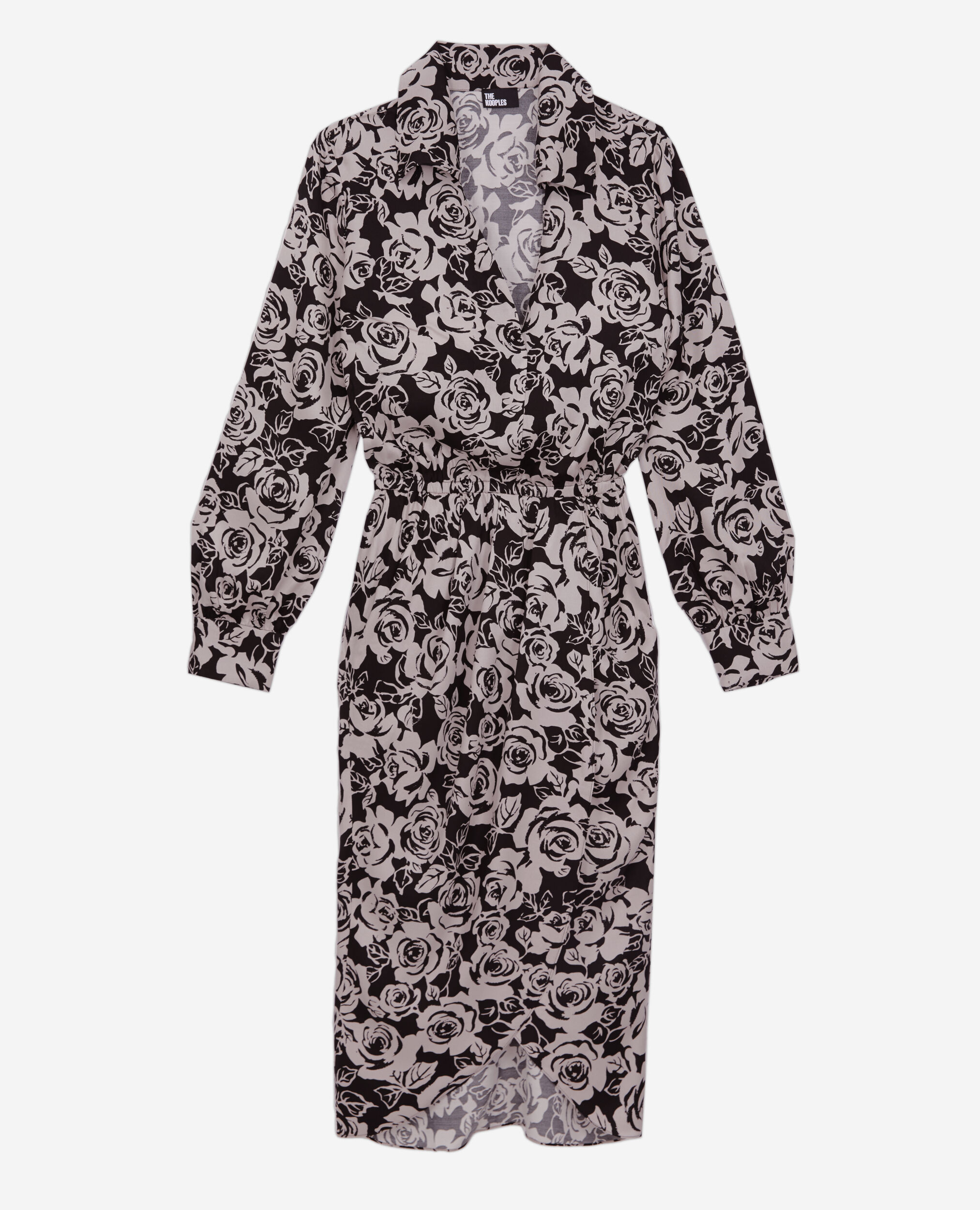 Robe mi-longue imprimée, BLACK / PINK, hi-res image number null