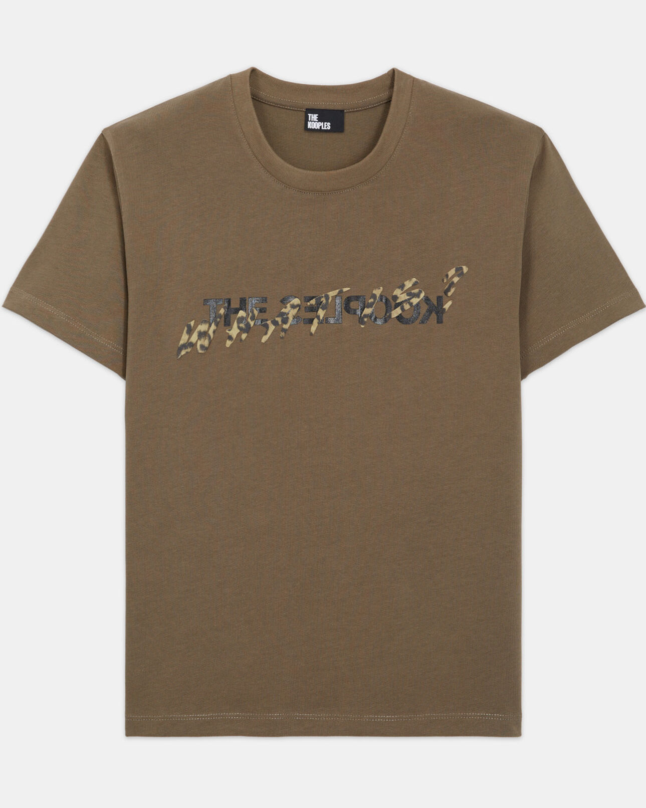 The Kooples WOMEN ALGUE women's khaki and leopard print what is t-shirt