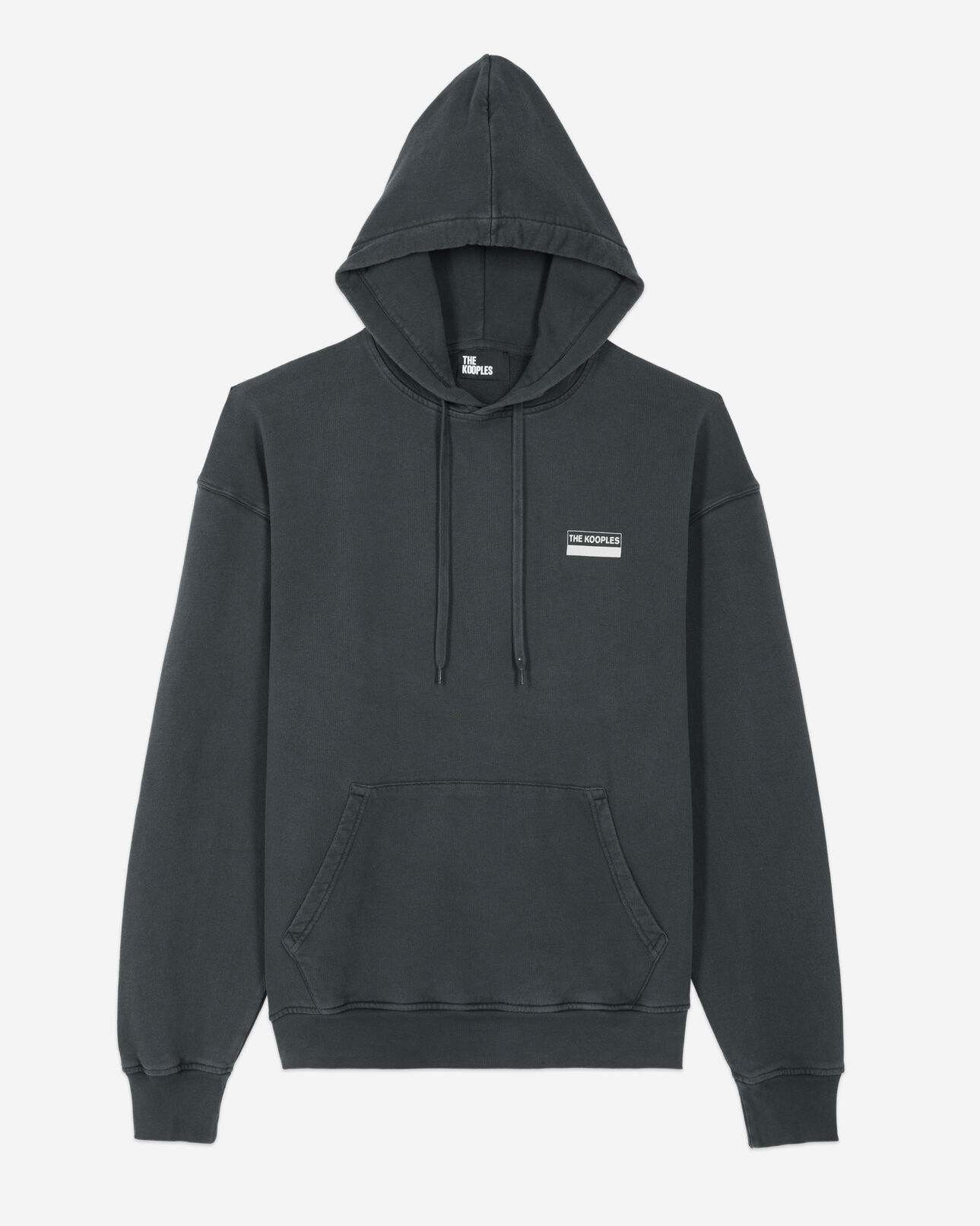 The Kooples HOMME BLACK WASHED sweatshirt à capuche avec sérigraphie noir