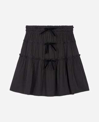 The Kooples DAMEN BLACK kurzer, schwarzer rock mit schleifen