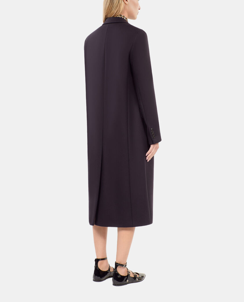 The Kooples FEMME NAVY manteau long en laine m&eacute;lang&eacute;e bleu marine