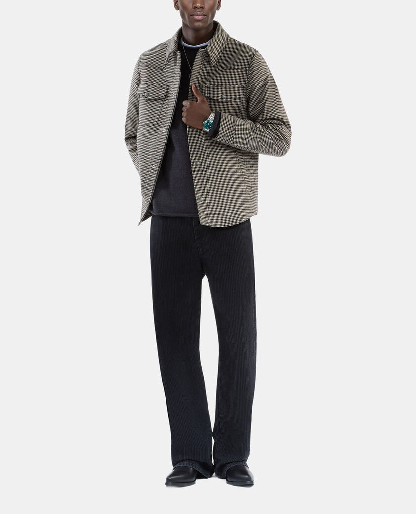 The Kooples HOMME BROWN blouson style surchemise pied de poule marron et écru