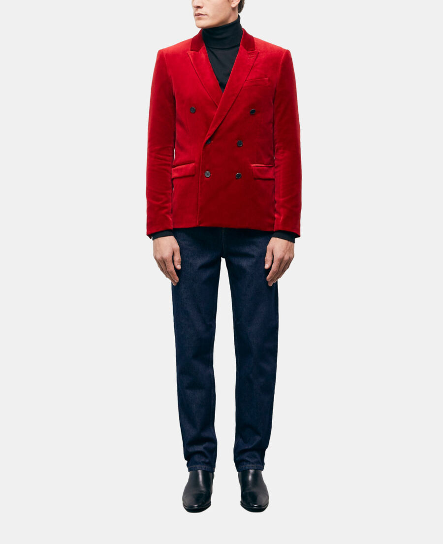 veste de costume croisée rouge