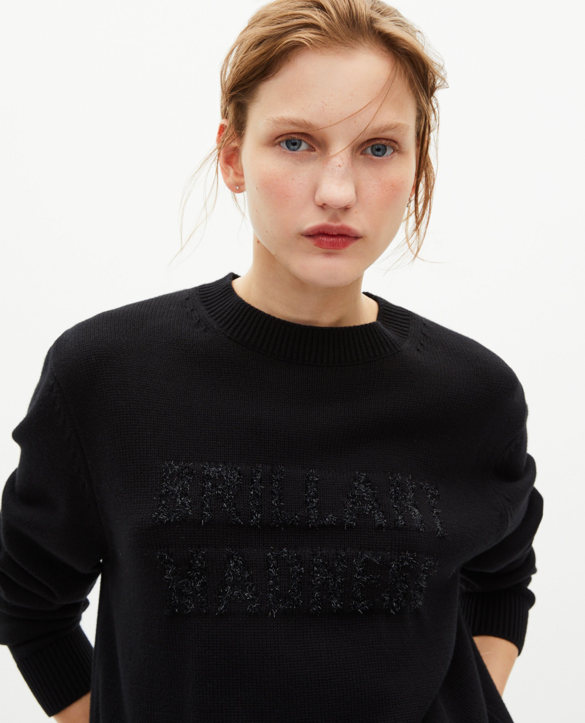 Jersey con jaquard de lúrex negro, BLACK, hi-res image number null