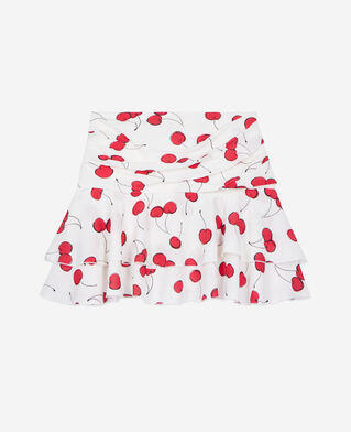 The Kooples F ECRU RED short cherry printed draped skirt