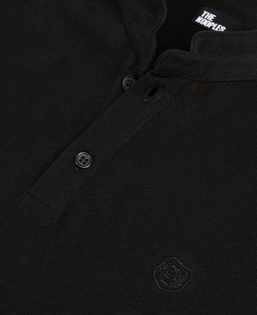 The Kooples HOMME BLACK polo en coton piqué noir