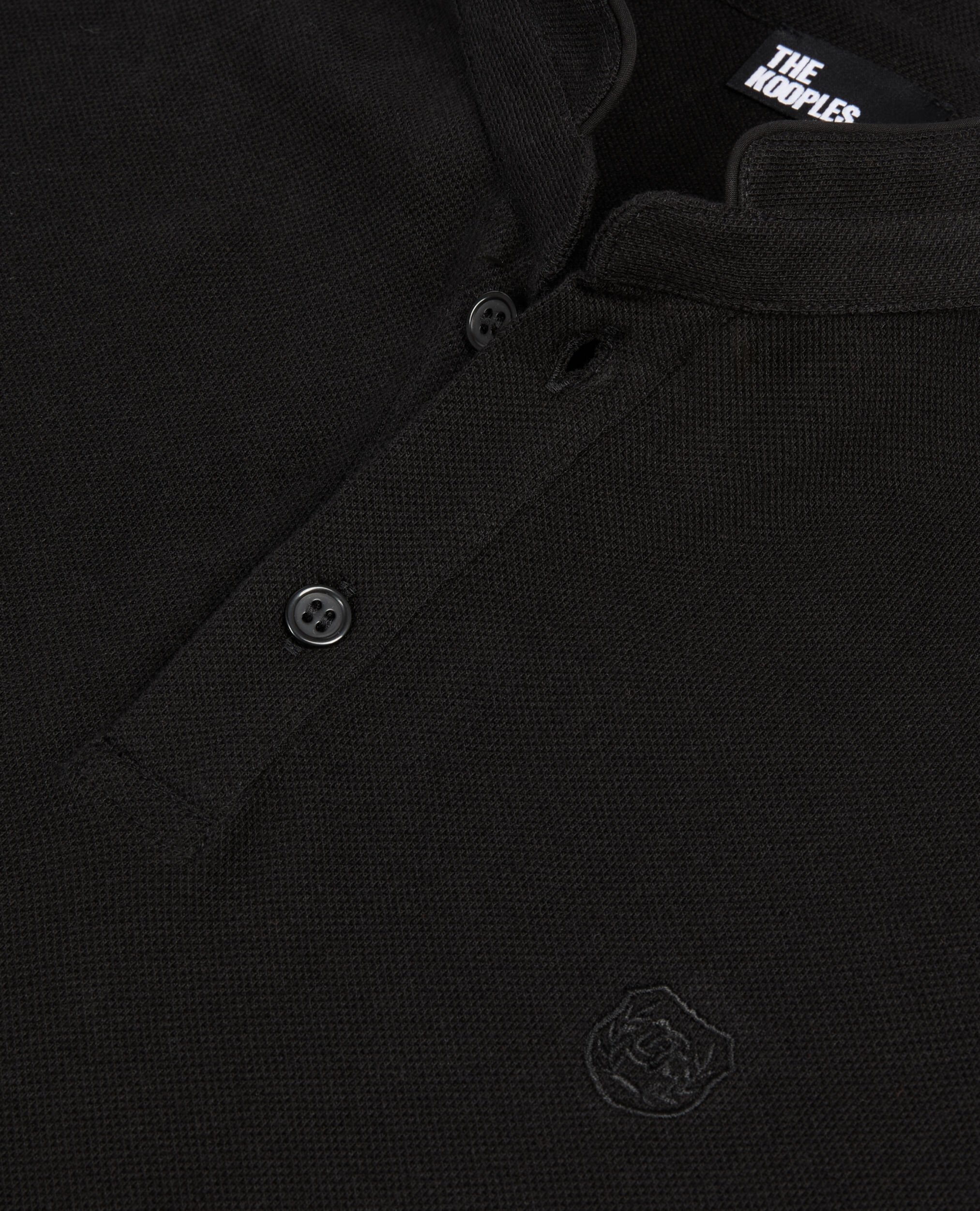 Black pique cotton polo t-shirt, BLACK, hi-res image number null