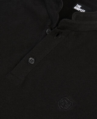 The Kooples MEN BLACK black pique cotton polo t-shirt