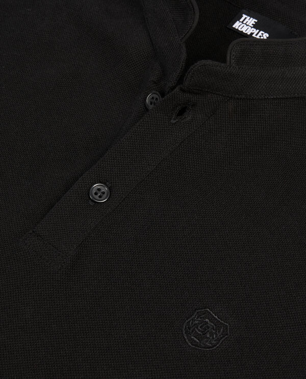 The Kooples MEN BLACK black pique cotton polo t-shirt