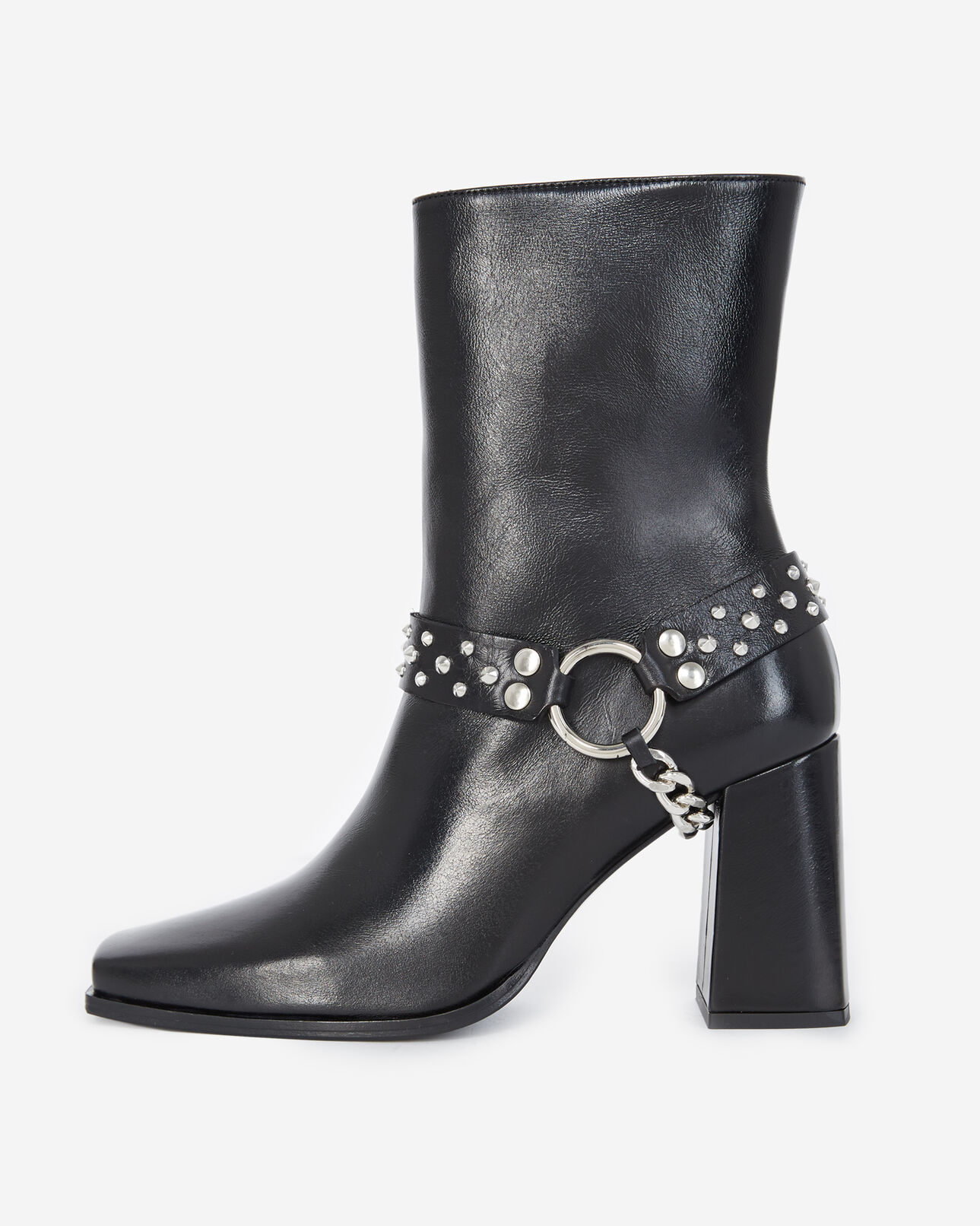 The Kooples FEMME BLACK boots noires talons cuir bijou amovible