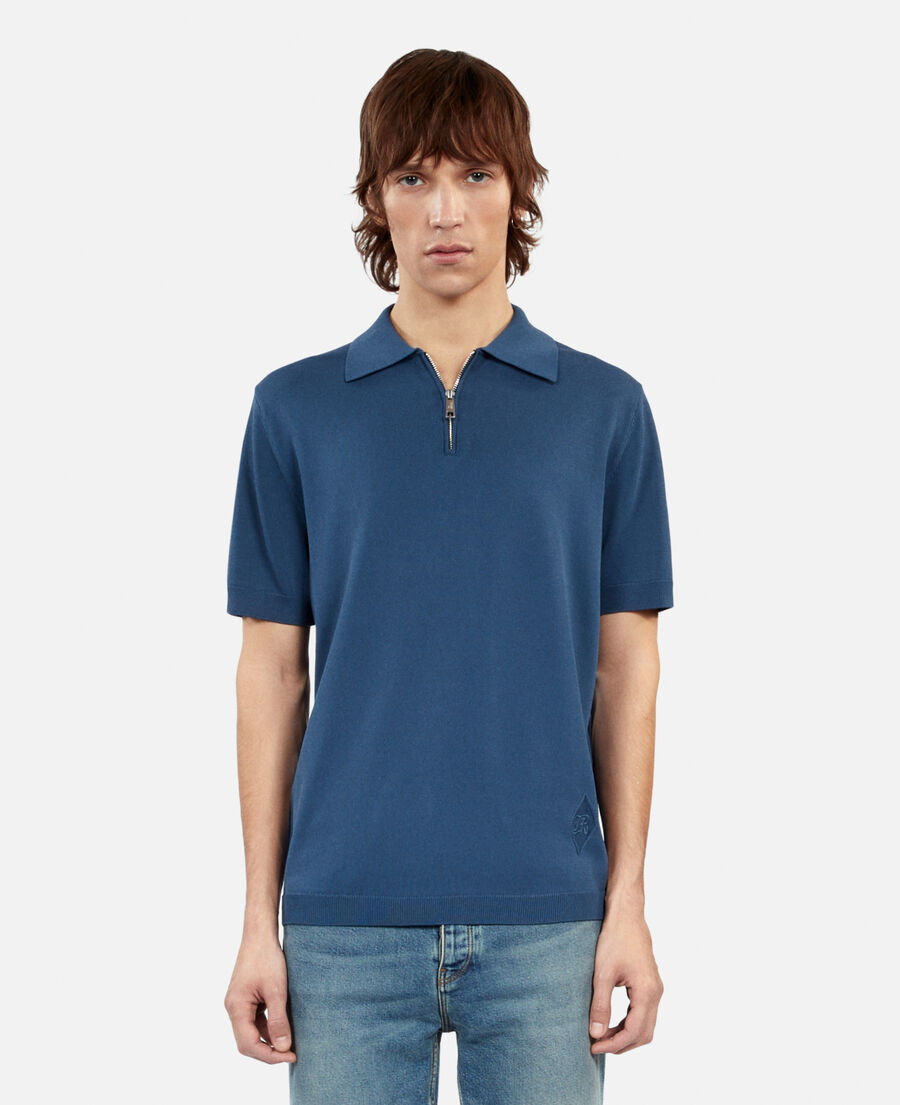 royal blue knitted polo t-shirt