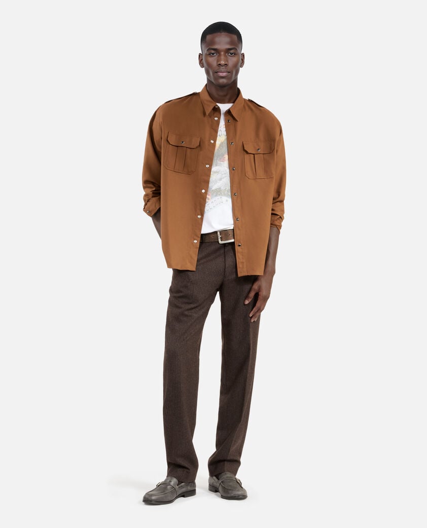 The Kooples MEN CLASSIC BROWN brown shirt 