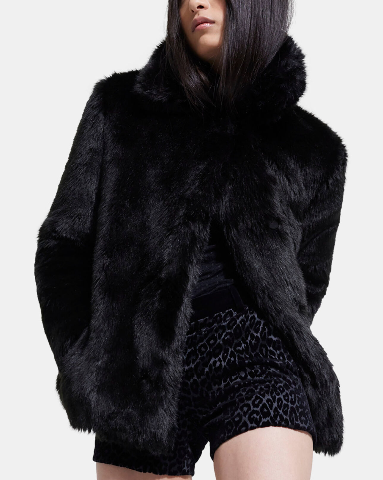 The Kooples WOMEN BLACK black faux fur coat