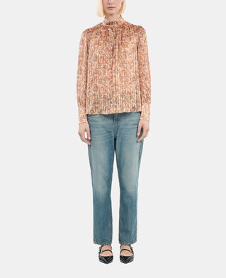 The Kooples FEMME CAMEL / BROWN top en soie imprim&eacute; fleuri