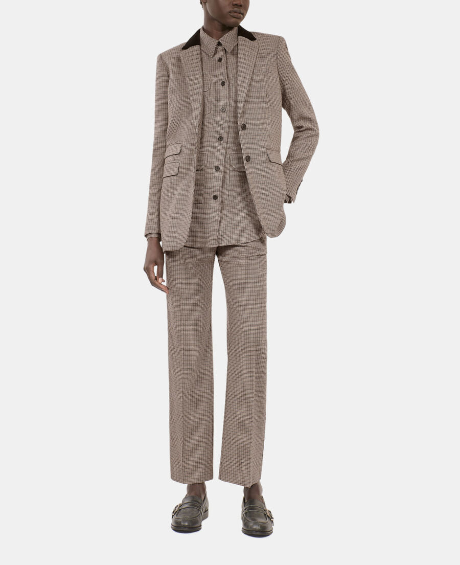 The Kooples FEMME BEIGE-BROWN veste tailleur pied de poule beige