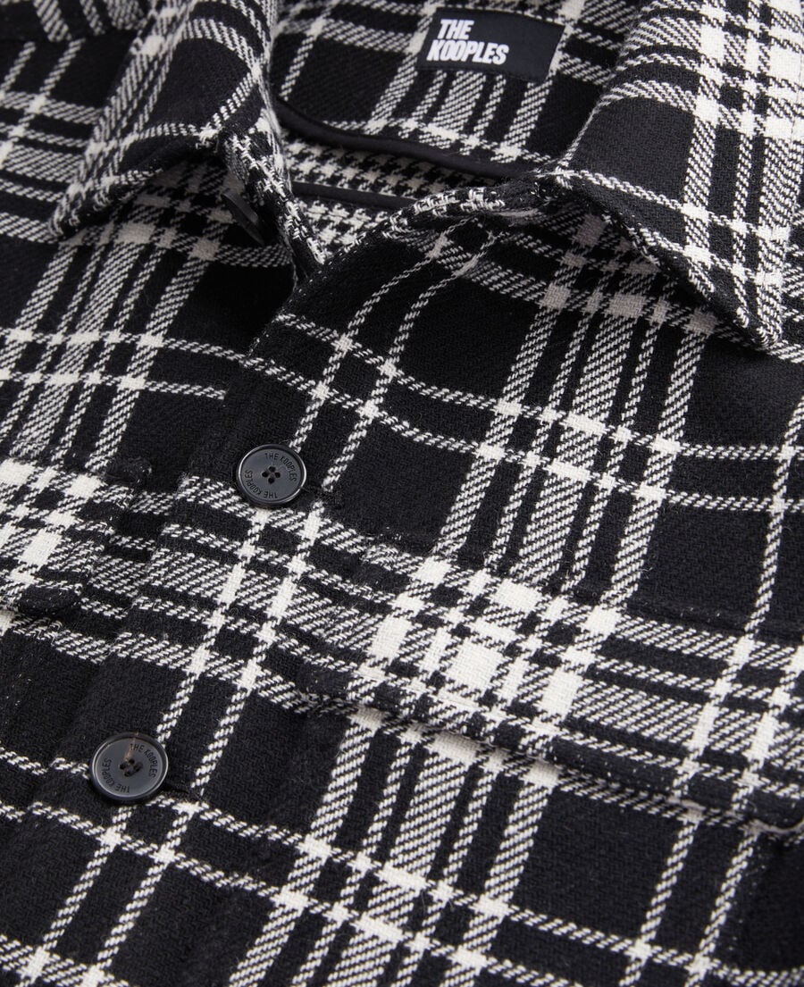 The Kooples HERREN BLACK WHITE blaue karierte hemdjacke aus wollmischung