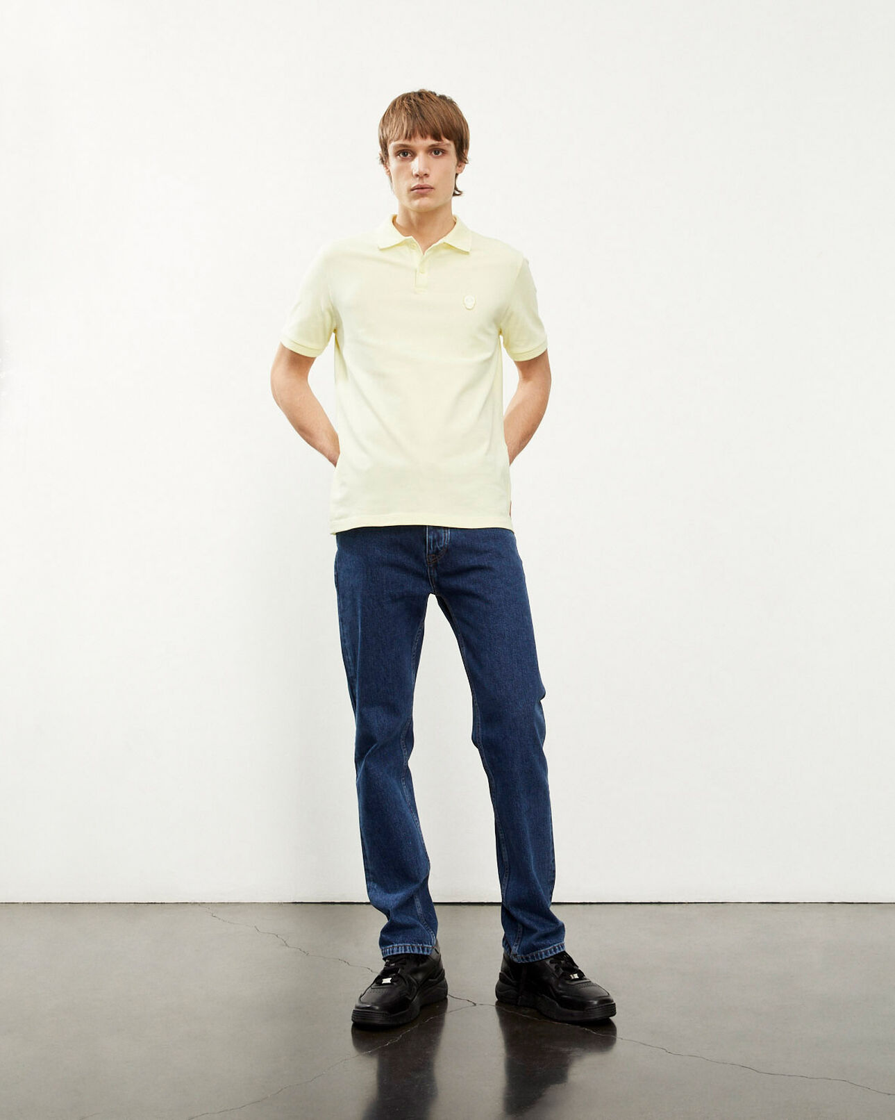 The Kooples HOMME LIGHT YELLOW polo jaune clair broderie tête de mort