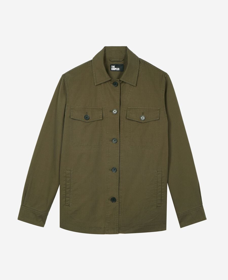 The Kooples F KAKI embroidered back jacket in khaki cotton