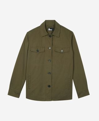 The Kooples F KAKI embroidered back jacket in khaki cotton