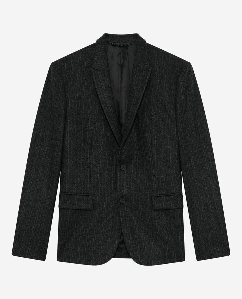 The Kooples HERREN PEARL GREY gerade geschnittene anzugjacke mit feinen streifen in dunkelgrau