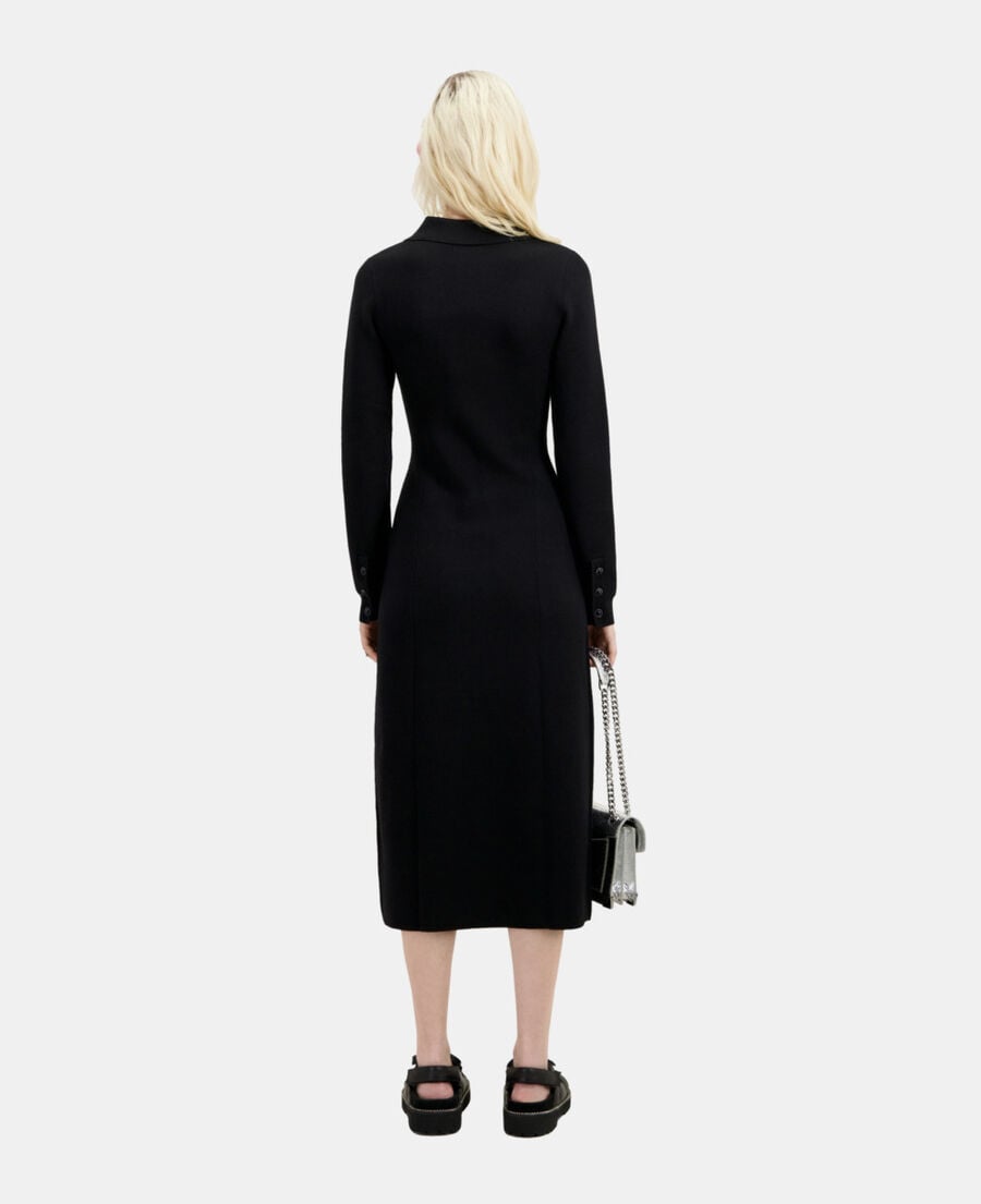 The Kooples FEMME BLACK robe longue en maille noire