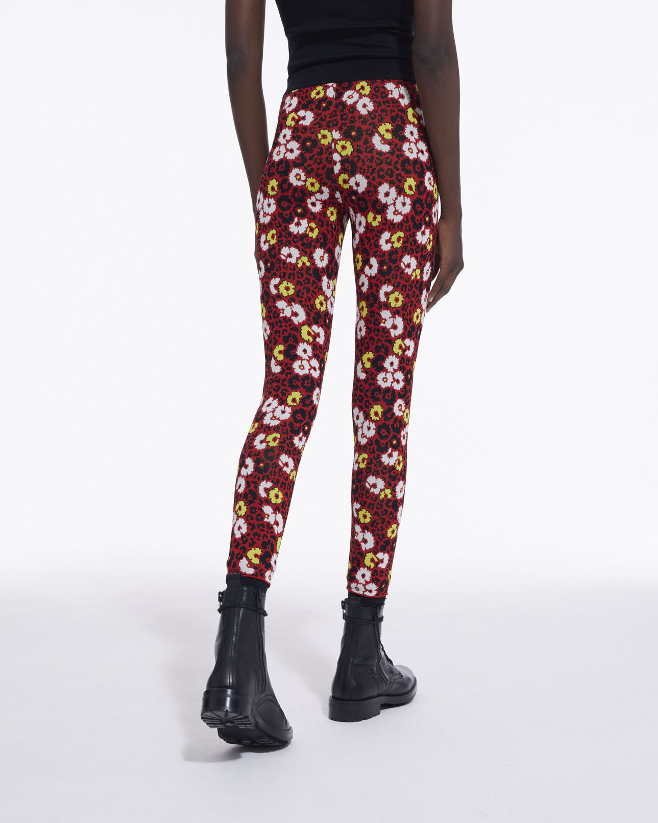 The Kooples FEMME DARK RED legging imprimé fleuri