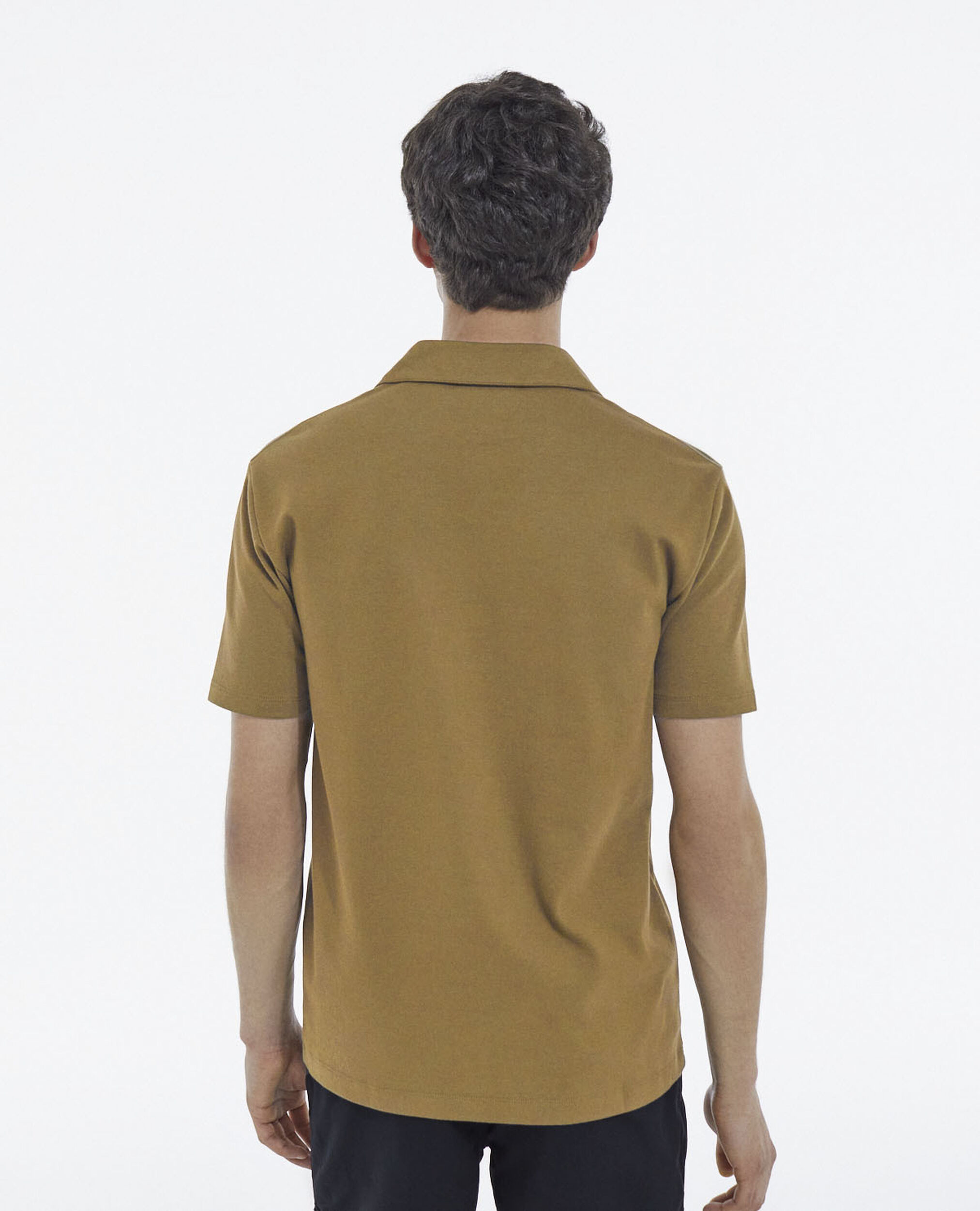 Khakifarbenes Baumwoll-Poloshirt mit Kragen, KAKI, hi-res image number null