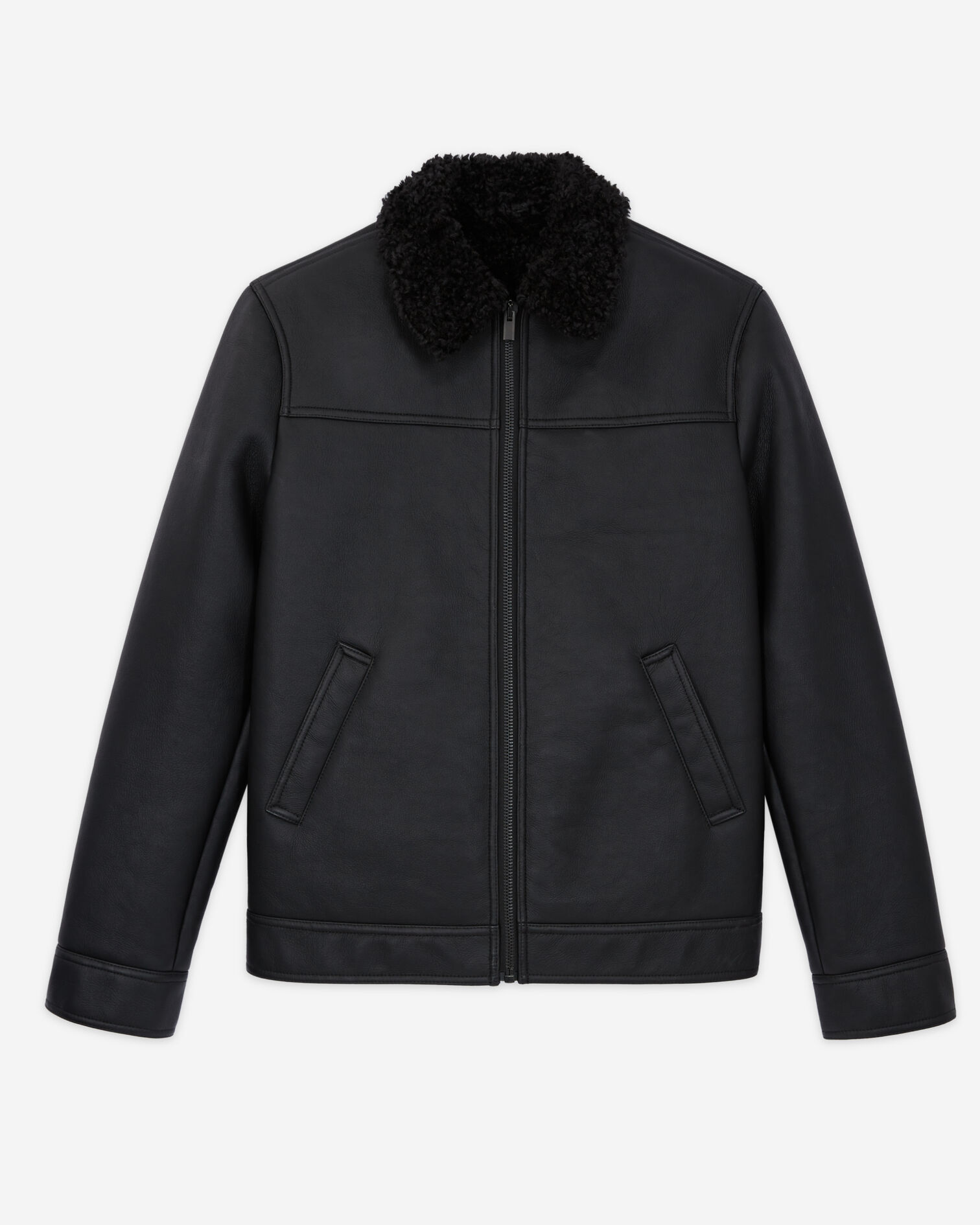 Black faux fur coat, BLACK, hi-res image number null