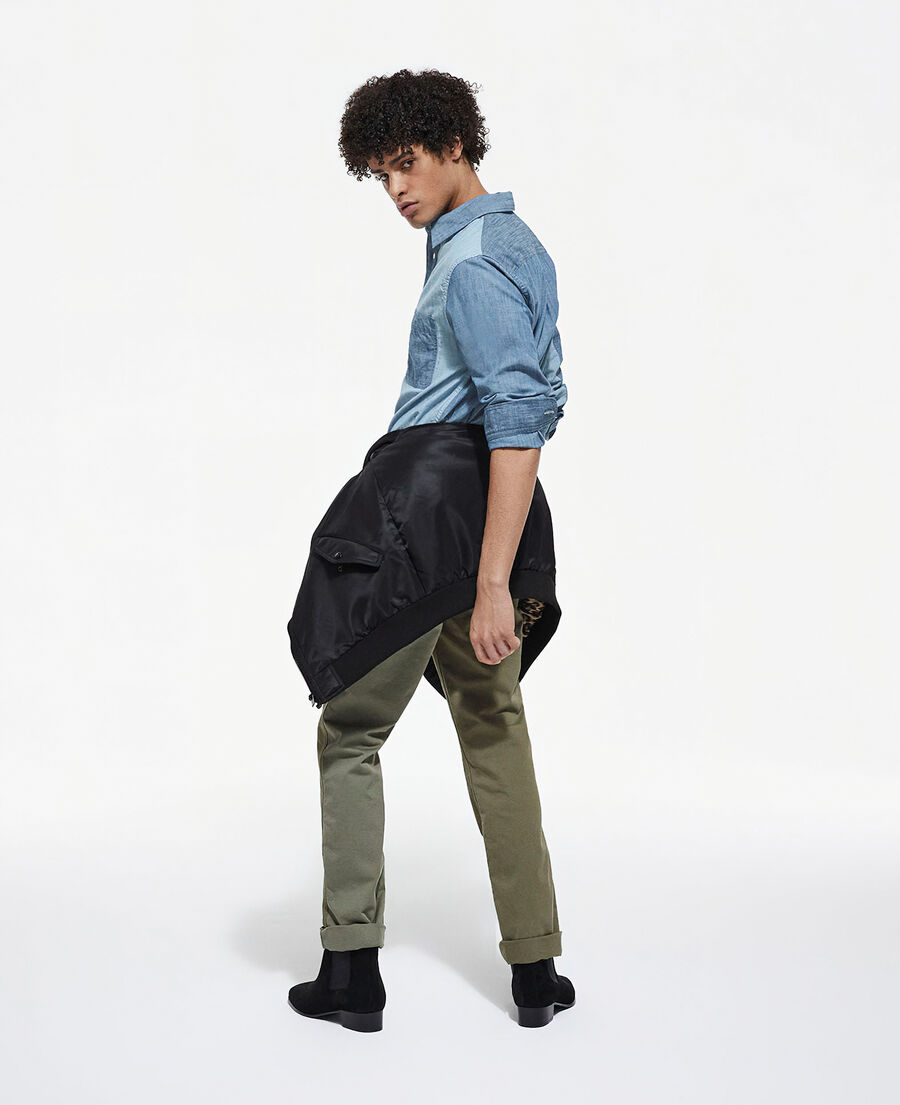 blue classic collar denim shirt
