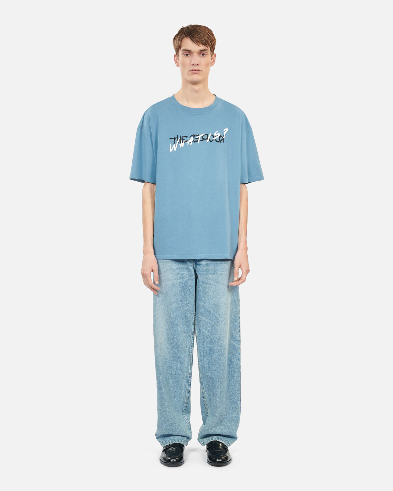 The Kooples MEN STONE BLUE light blue what is handwritten serigraphy t-shirt