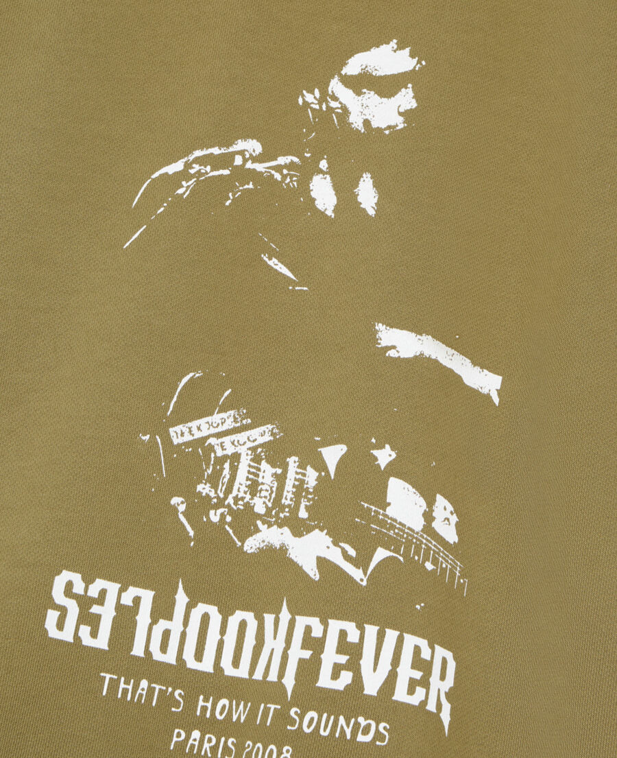The Kooples HOMME OLIVE sweatshirt manches courtes avec sérigraphie