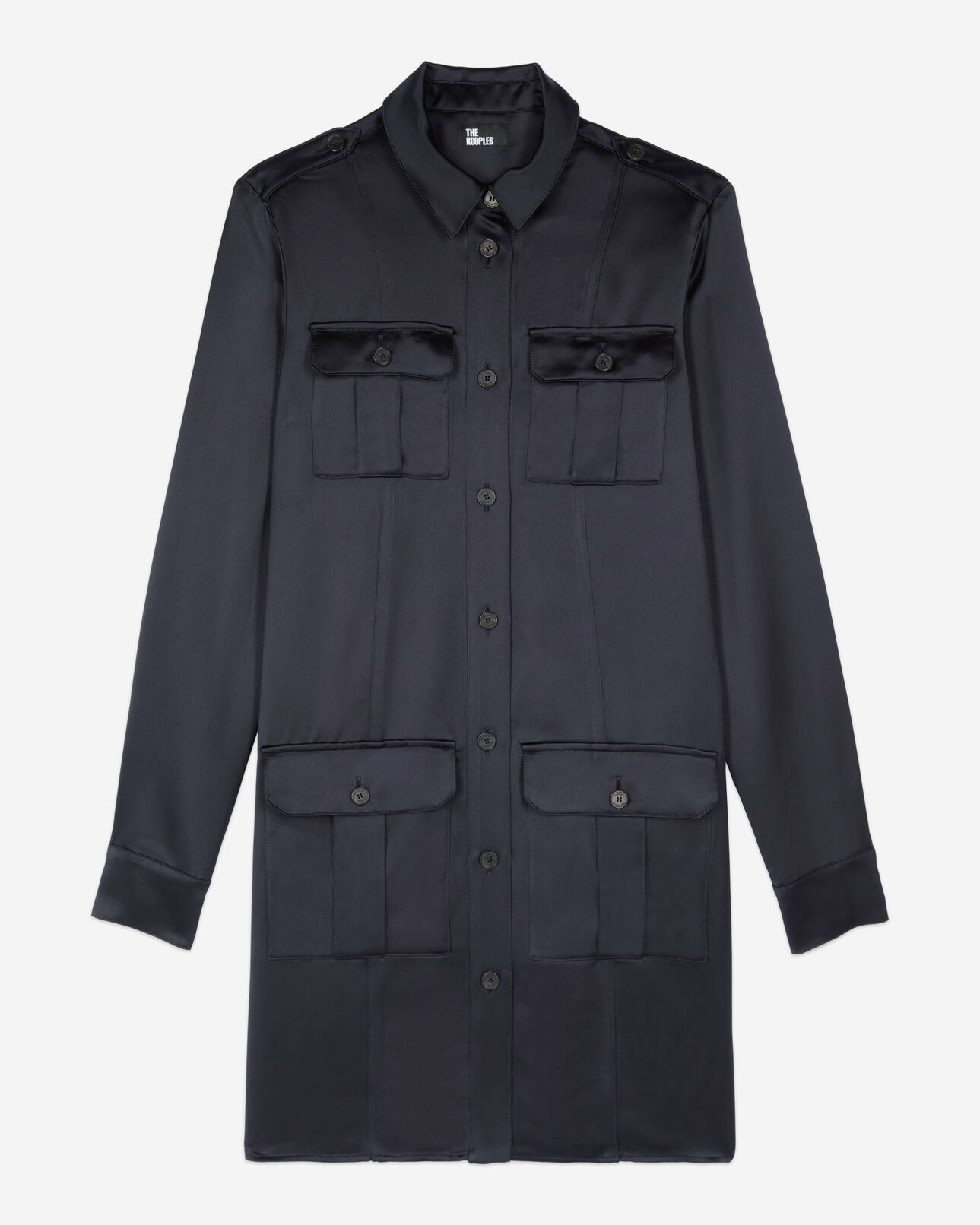 The Kooples FEMME NAVY robe saharienne courte bleu marine