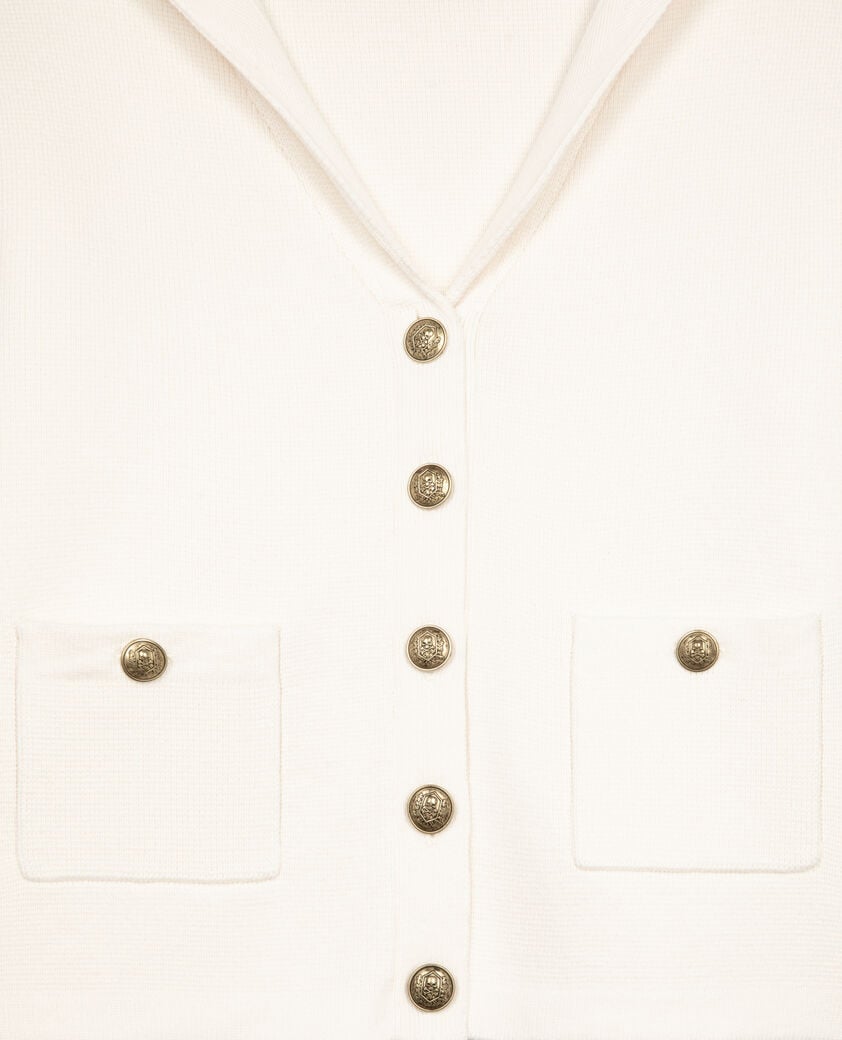 The Kooples FEMME ECRU cardigan en coton et laine ecru