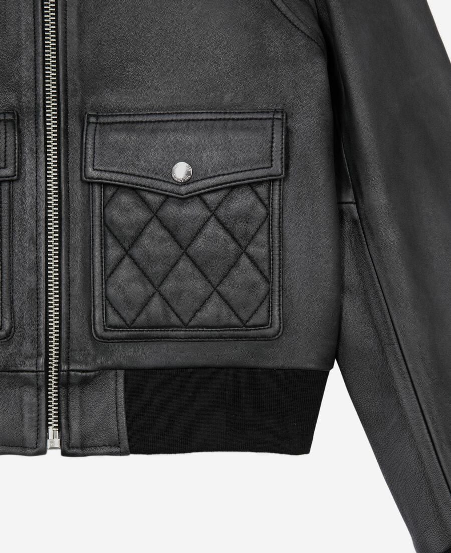 The Kooples WOMEN BLACK WASHED black vintage effect leather jacket