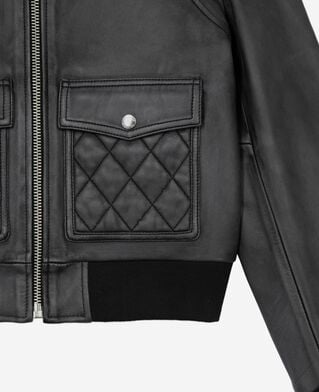 The Kooples WOMEN BLACK WASHED black vintage effect leather jacket