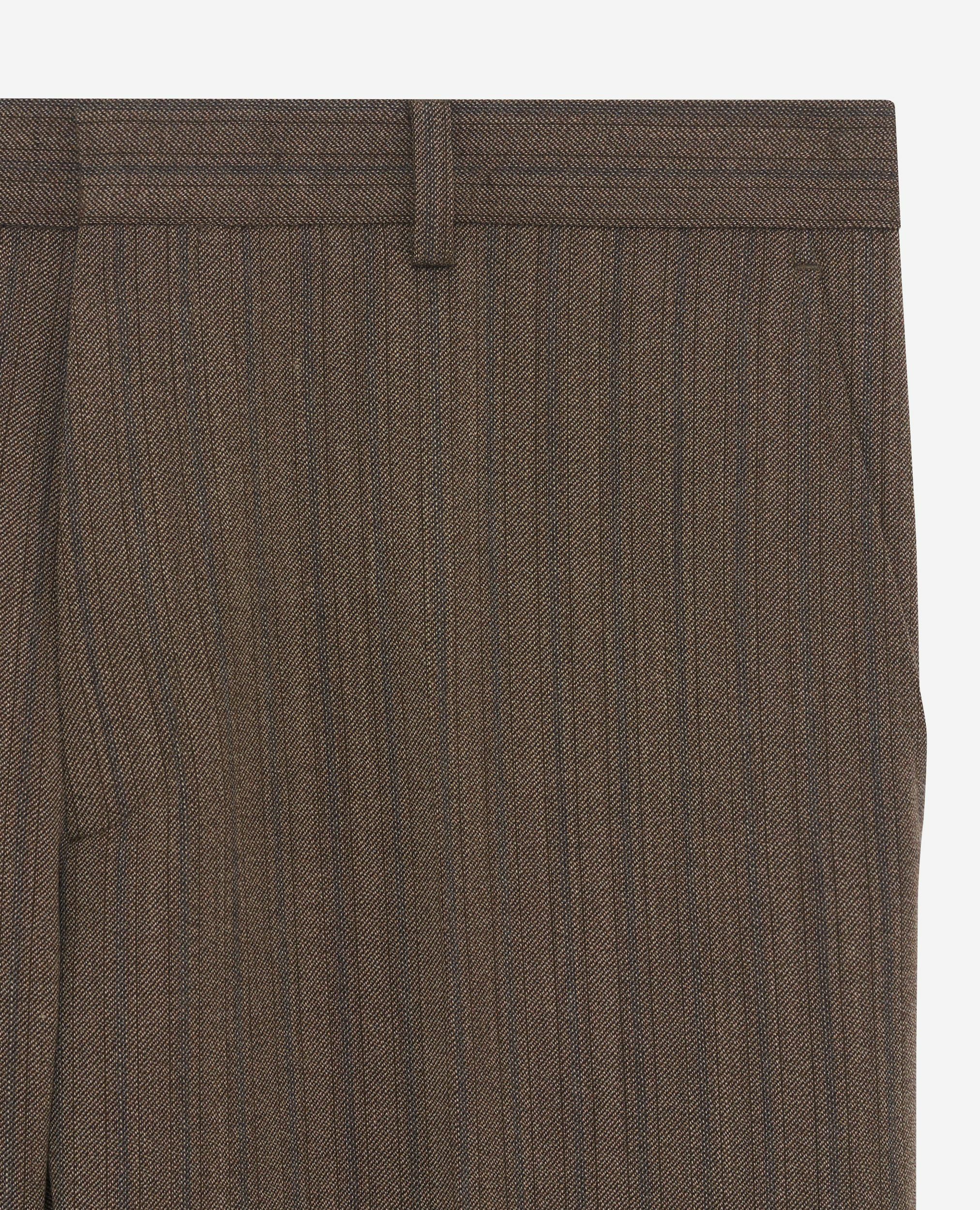 Pantalon de costume droit à rayures marron, LIGHT BROWN, hi-res image number null