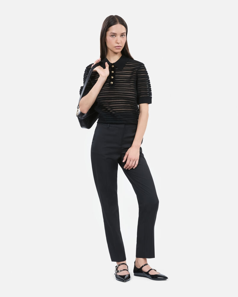 The Kooples WOMEN BLACK black mesh polo t-shirt