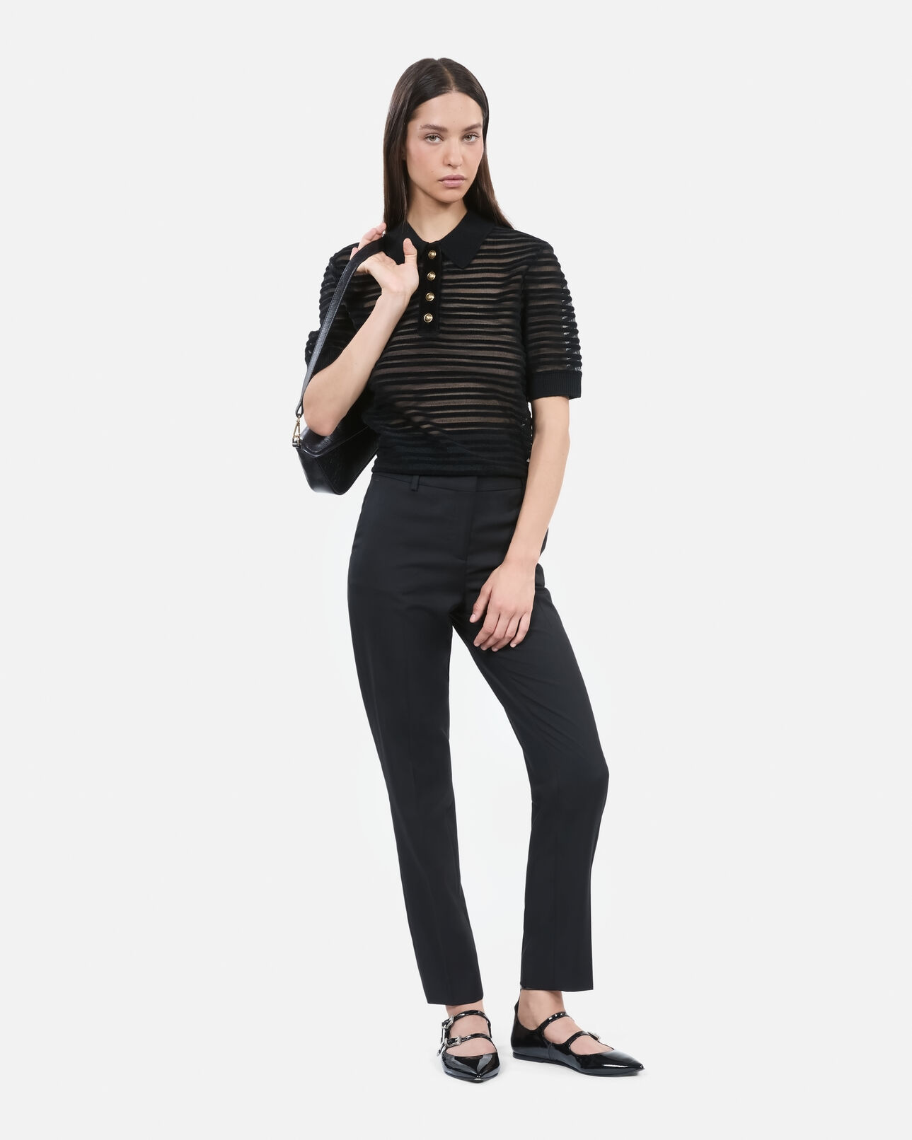 The Kooples FEMME BLACK polo en maille noire