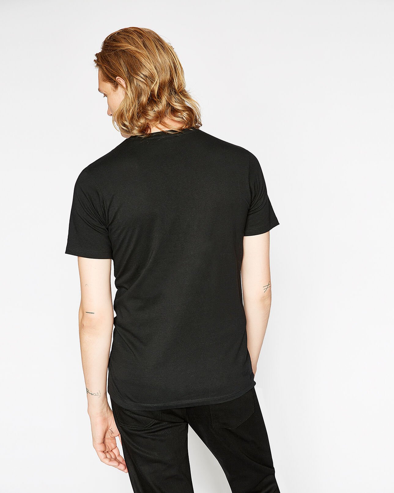 The Kooples MEN BLACK skull - roses black cotton t-shirt