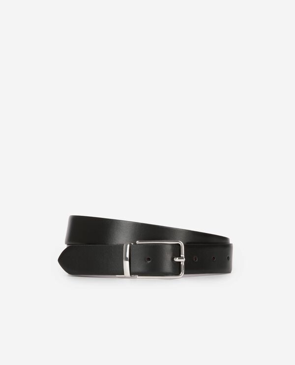 The Kooples HOMME BLACK - BURGUNDY ceinture réversible en cuir bicolore