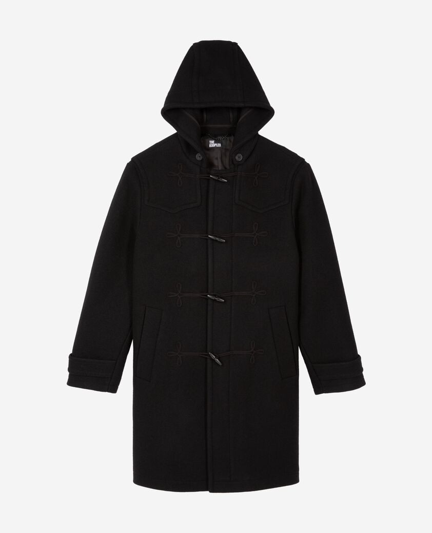 The Kooples HOMME BLACK manteau long en laine &agrave; fermeture brandebourg noir