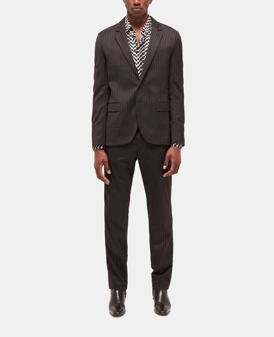 The Kooples MEN BLACK GREY striped wool suit jacket